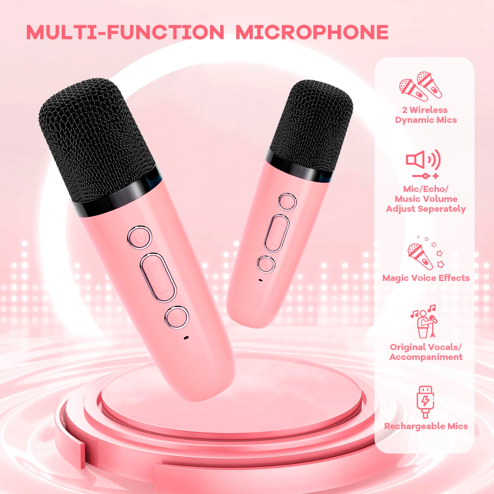 Karaoke Machine - 2 Wireless Microphones