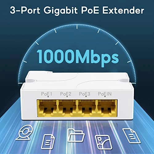 4 Port Gigabit PoE Extender - 44-57 Vdc 24W 3 IEEE 802.3 af/at 10/100/1000Mbps