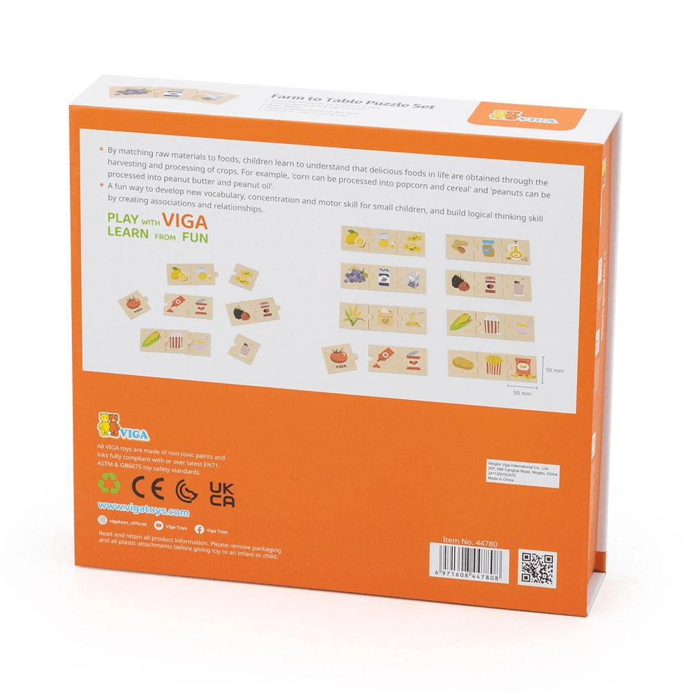 Wooden Connecting Puzzle Set - Farm To Table - 18 months+ 24 pieces