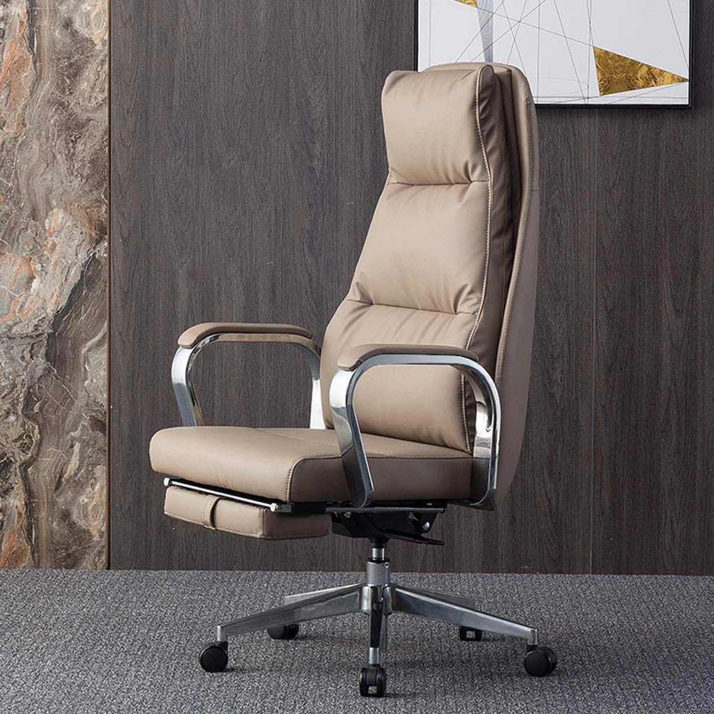 Desk Chair - PU Leather Brown High Back