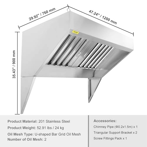 Commercial Exhaust Hood - 4FT Under Cabinet Mount Stainless Steel