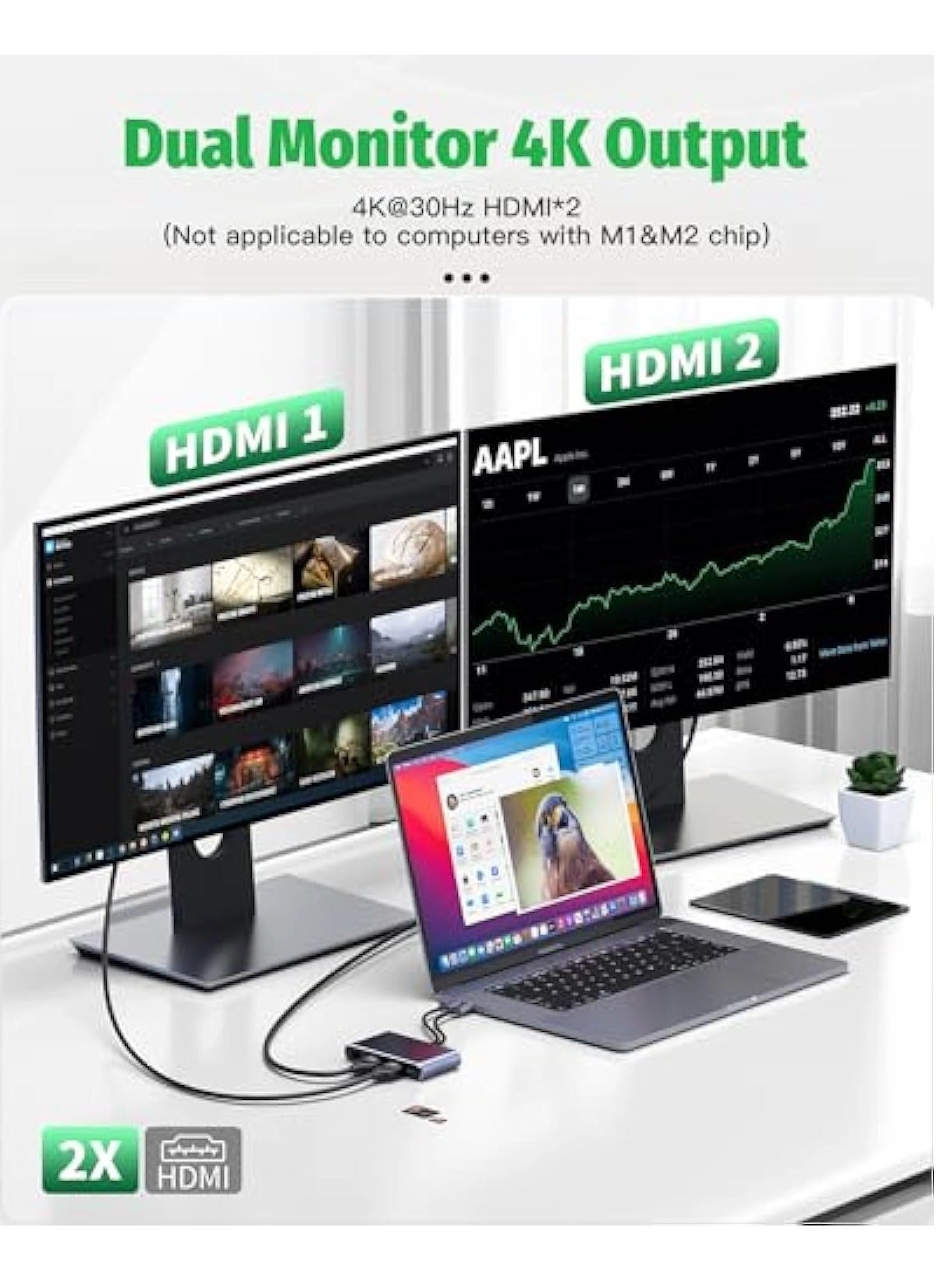 USB C Docking Station - 4K Triple Display 100W PD USB3.0