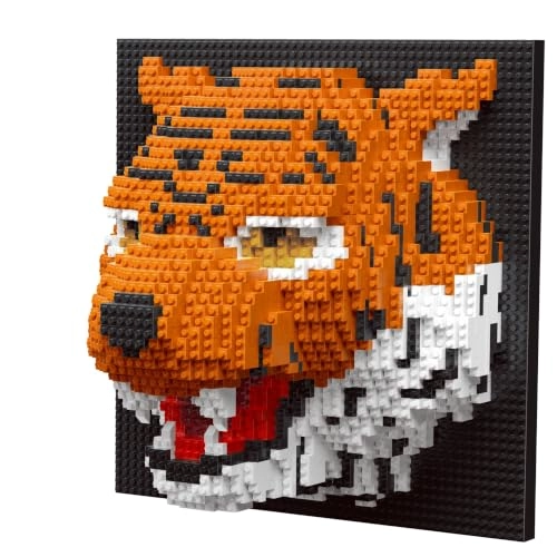 3D Tiger Head Micro Mosaic Building Kit - Tiger 2100 pcs