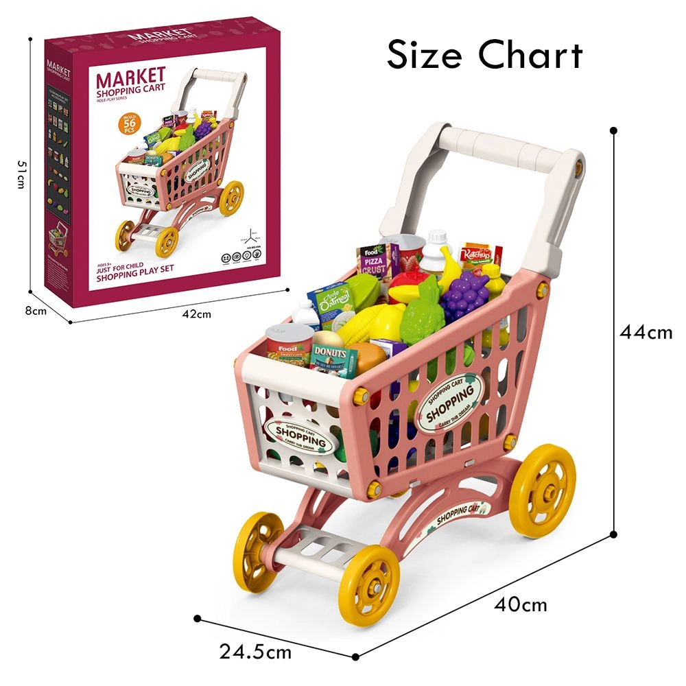 Eazy Kids Role Play Market Shopping Cart - 56 pcs (SAB-LS_DIYSC_BU)