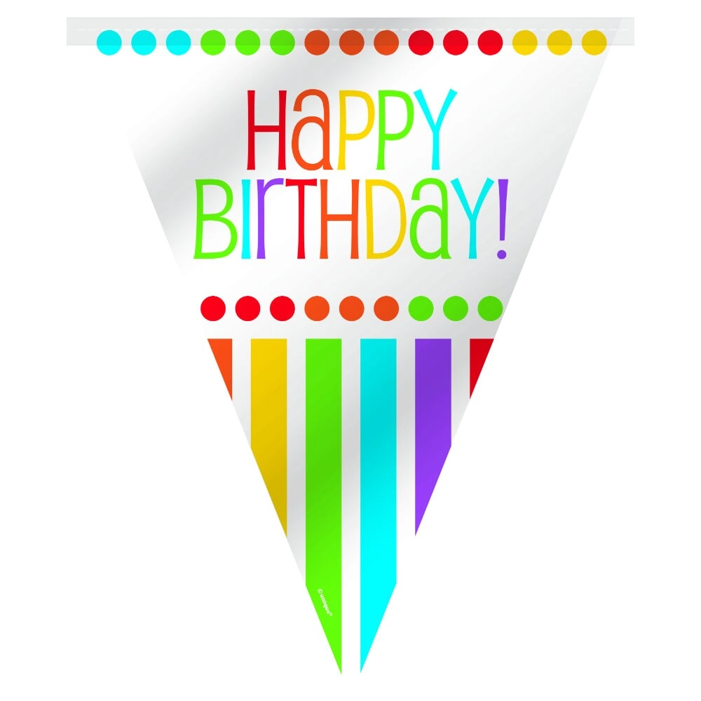 Party Zone Rainbow Birthday Flag Banner - 12 Feet Multicolour