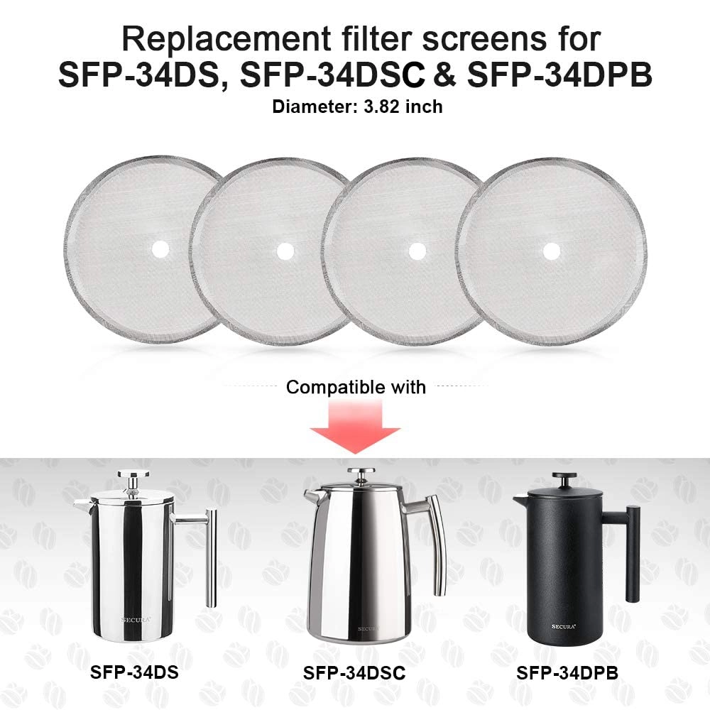 French Press Replacement Screens - 34 Ounce 1 Liter 8 Cup
