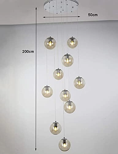 Long Chandelier - 10 lights Glass ball