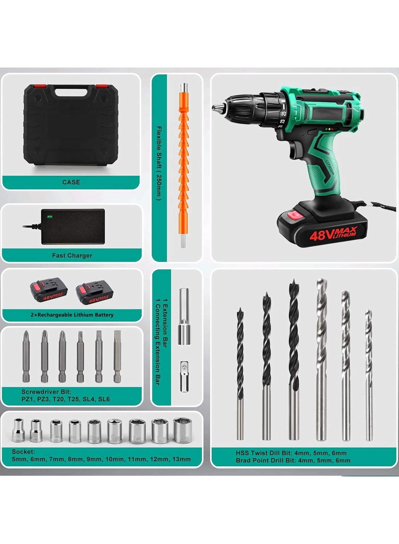 Cordless Drill - 1300mAh 48V