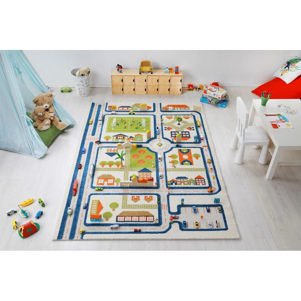 Traffic Design Educational 3D Carpet Playmat - Traffic Blue 12 months