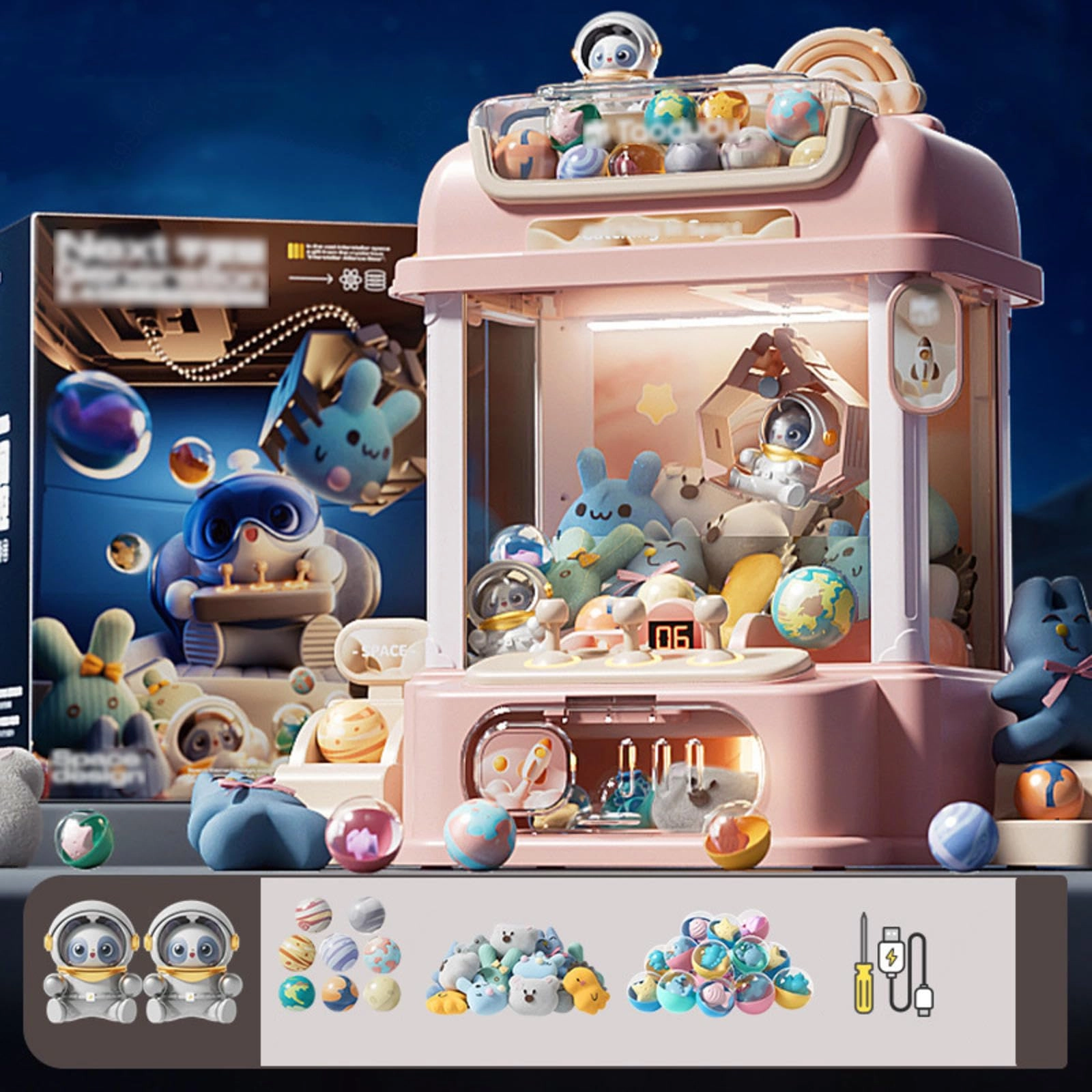 hbdsmlpl Claw machine - mini remote control 2 Panda dolls