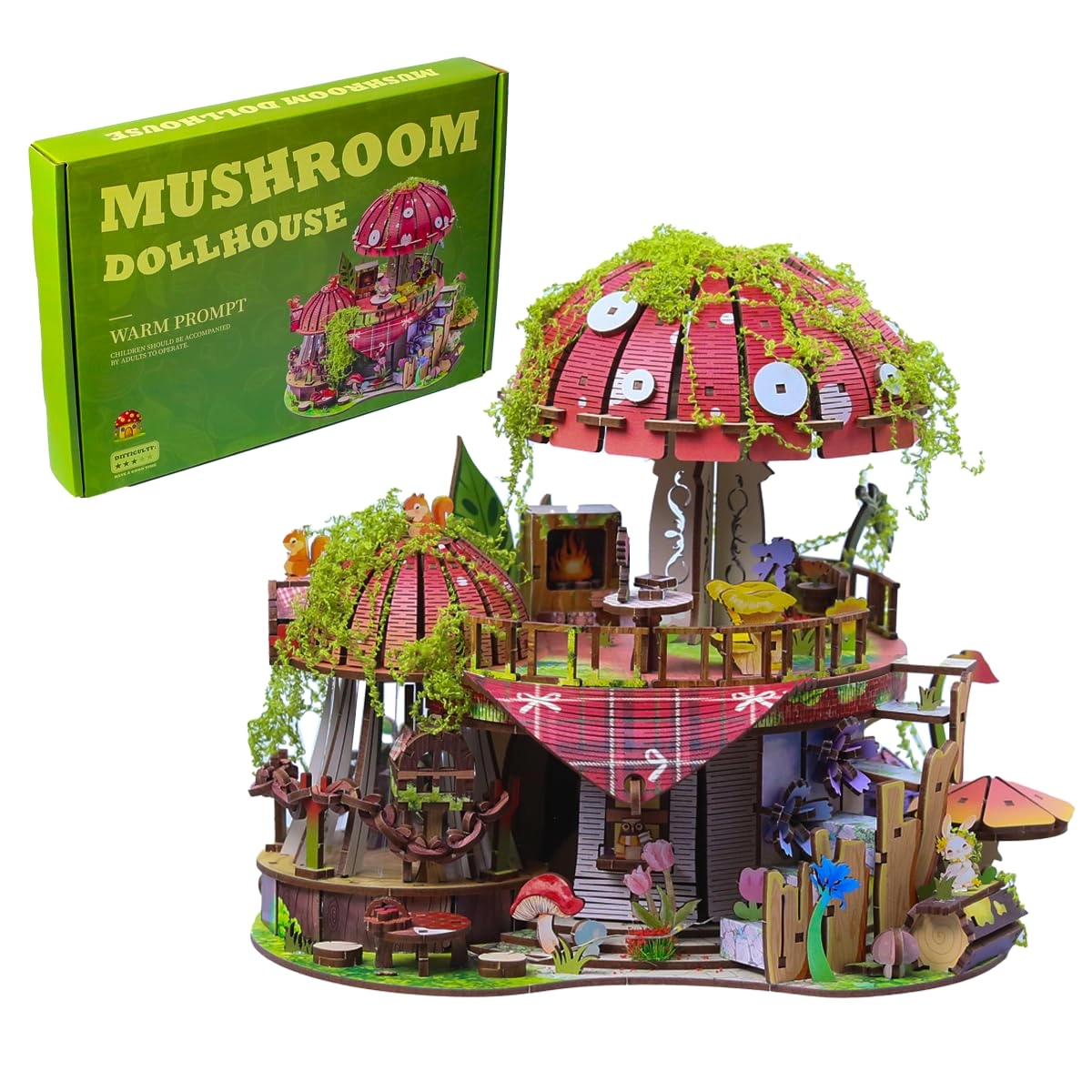 Garden Mushroom House Book Nook - DIY Miniature Wooden
