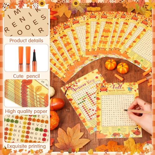 Fall Word Search Game Card Set - Kid,Adult 41
