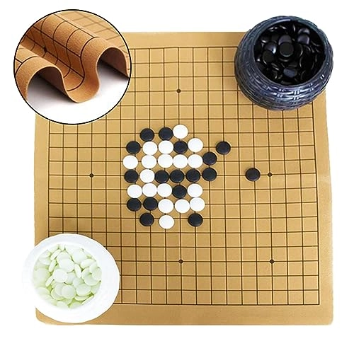 Go Game Set - Travel Foldable Leather Board Resin Bowls