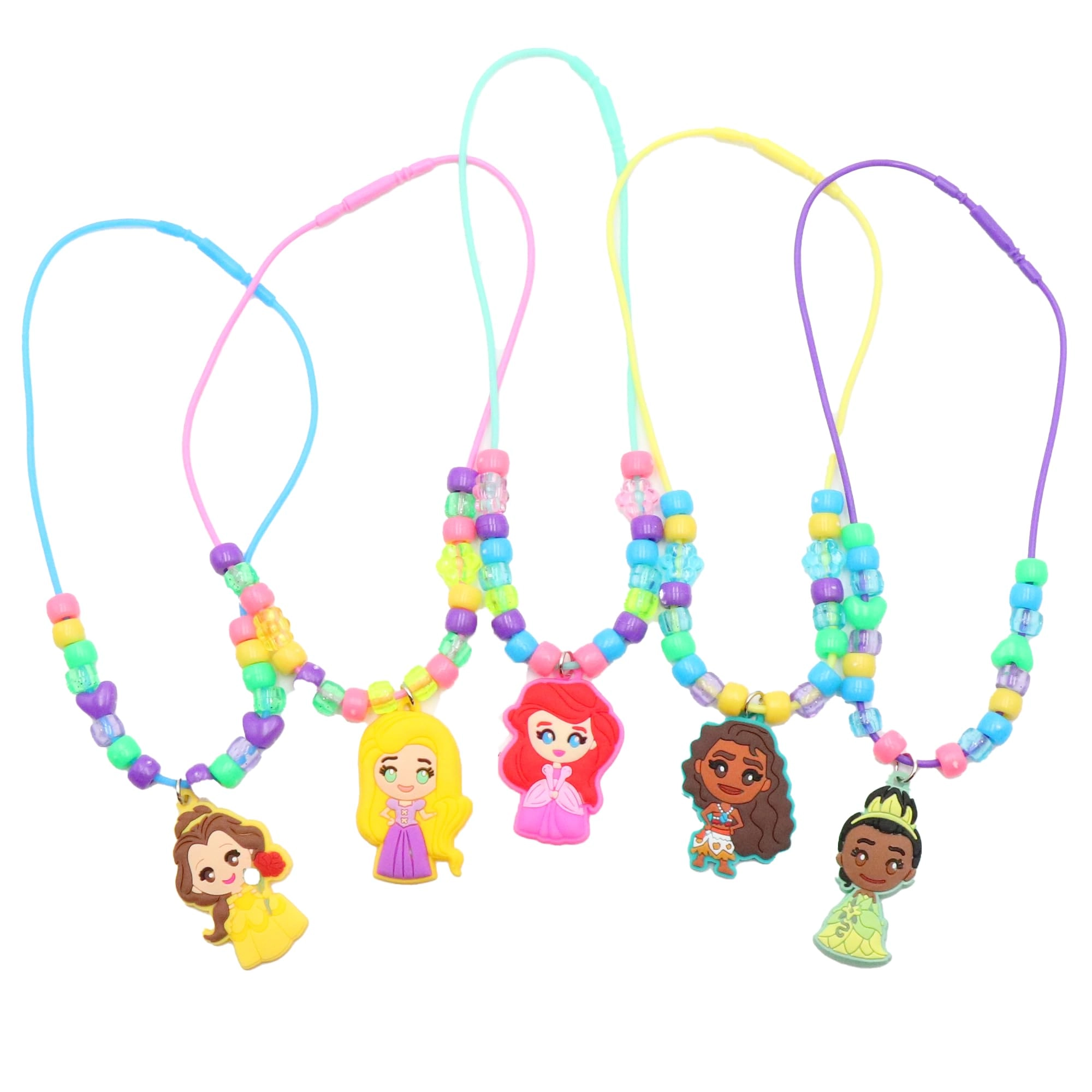Princess Necklace Activity Set - Jewelry Making Kit 5 necklaces Portable Storage Case