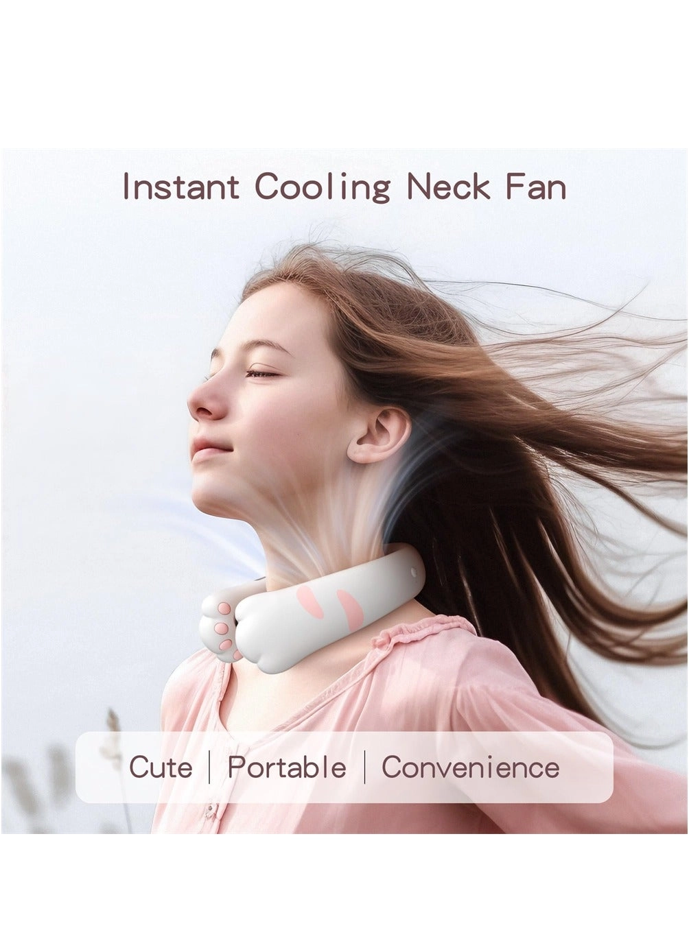Portable Neck Fan - 2400mAh USB-C Rechargeable 3 Speeds