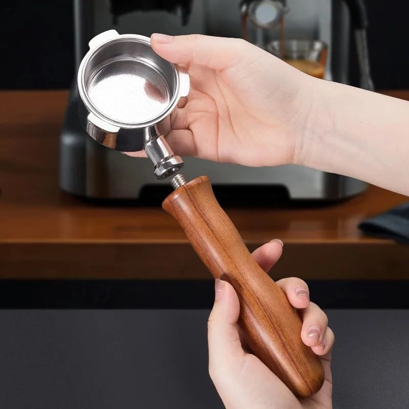 Portafilter - 16-18g Bottomless Stainless Steel Wooden Handle