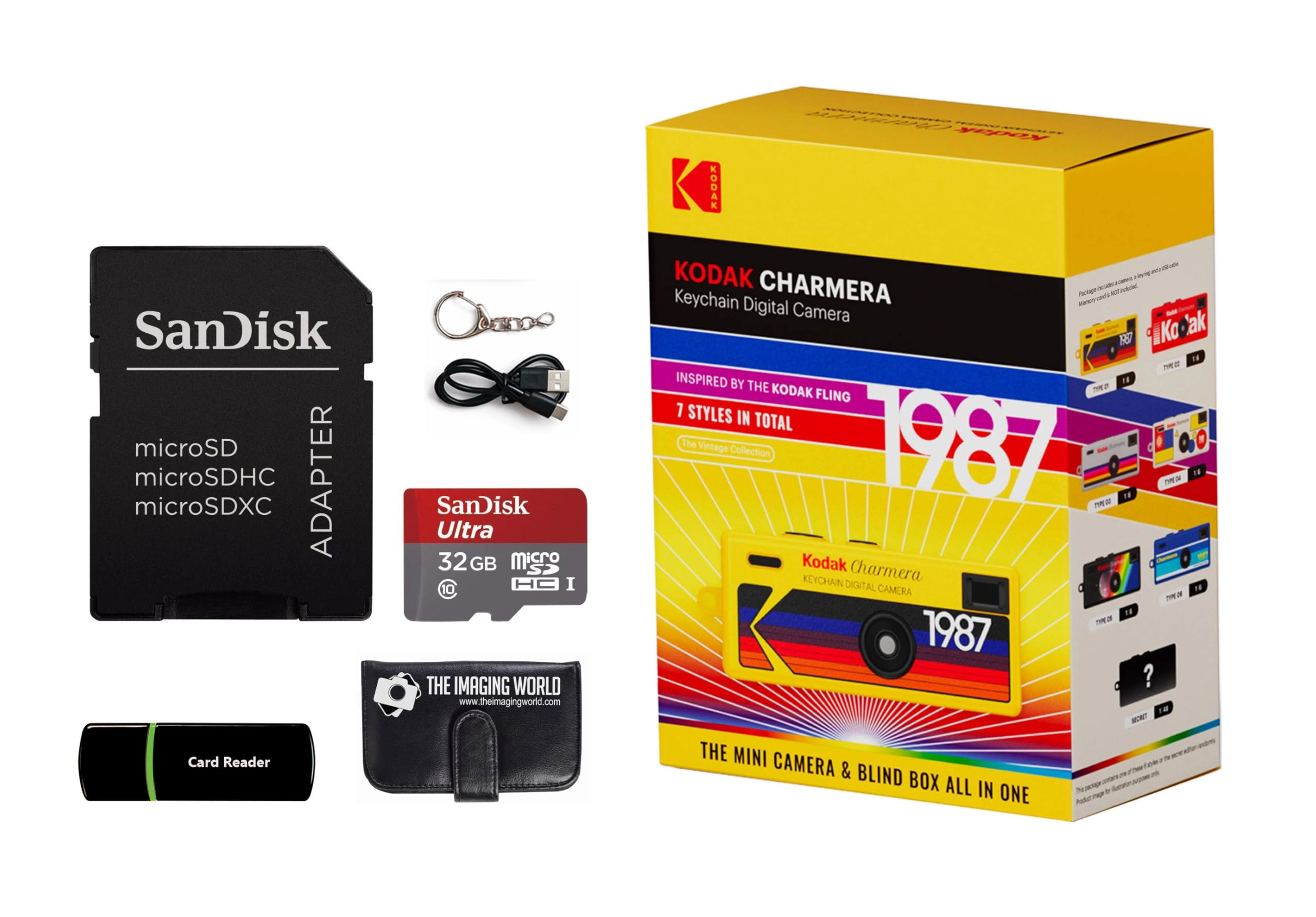 The Imaging World Charmera + Micro SDHC Card + Reader + Memory Card Wallet