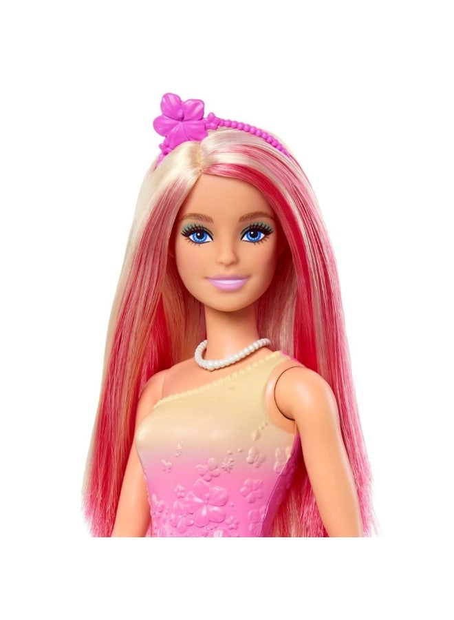 Barbie Dreamtopia Princess Doll - Pink and Blonde Fantasy Hair Butterfly-Print Skirt Ages 3+