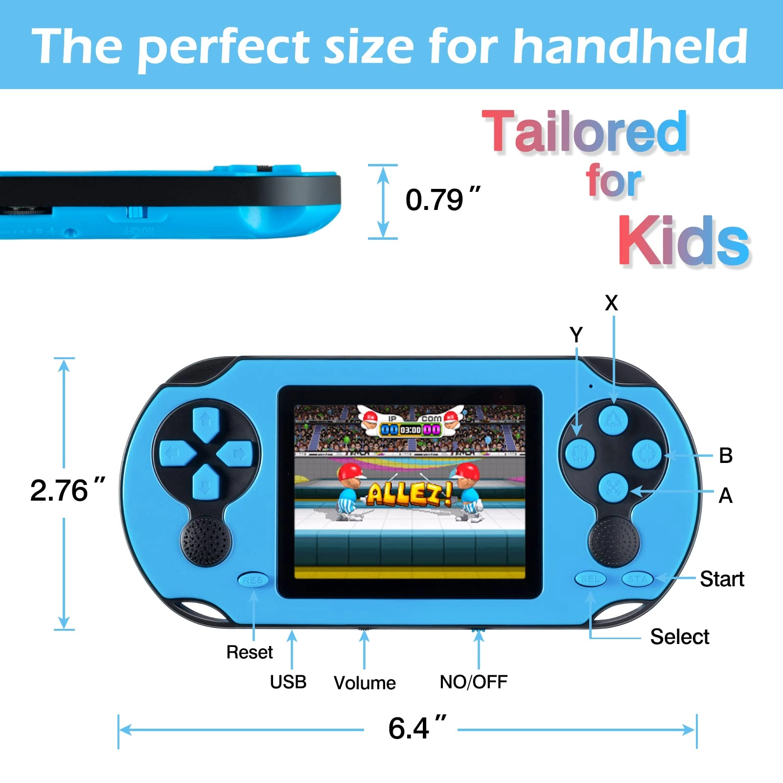 16 Bit Handheld Game - 3.0'' Large Screen 230 Games USB Rechargeable Battery