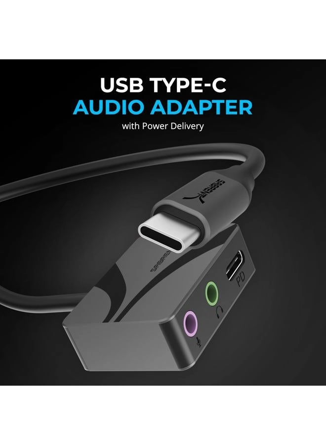 USB Type-C to 3.5mm Audio Adapter for Laptop Tablet Smartphone - 100W PD 24-bit 96KHz