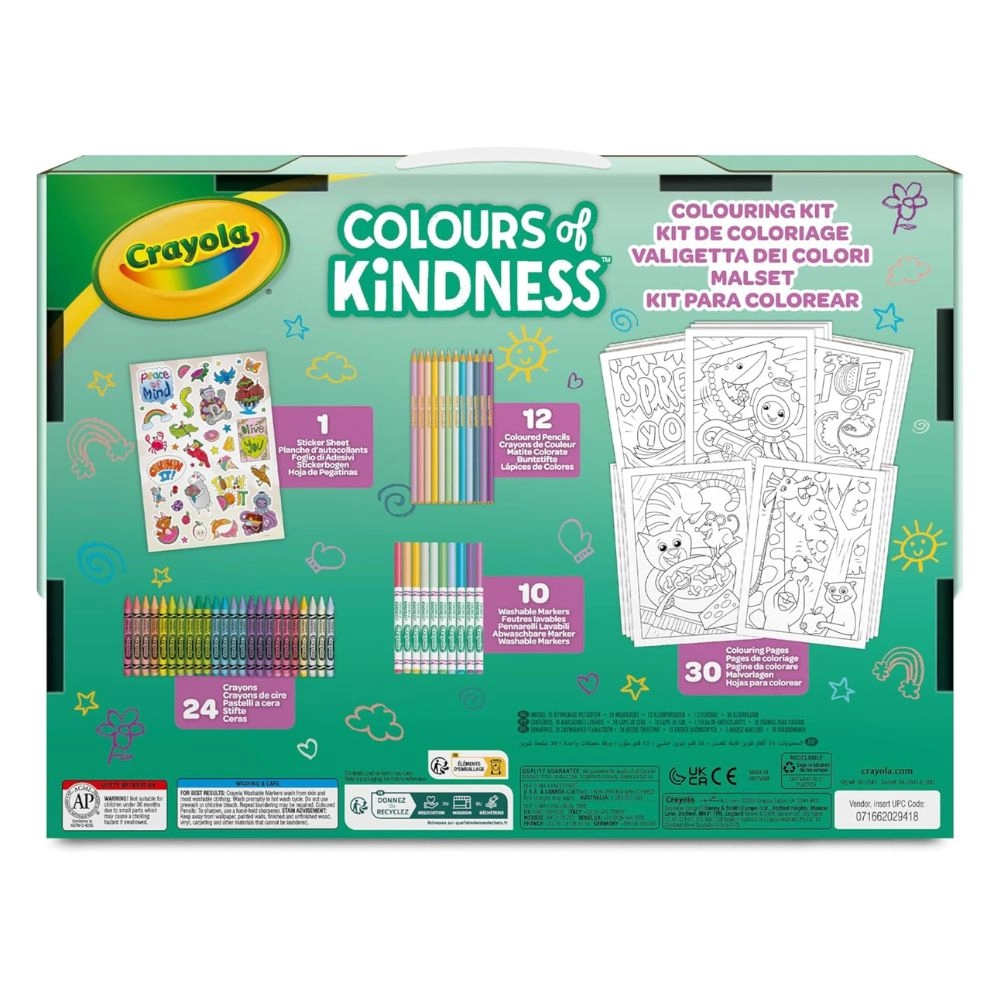 Colours of Kindness Art Case - over 70 pieces crayons, markers, colored pencils, stickers