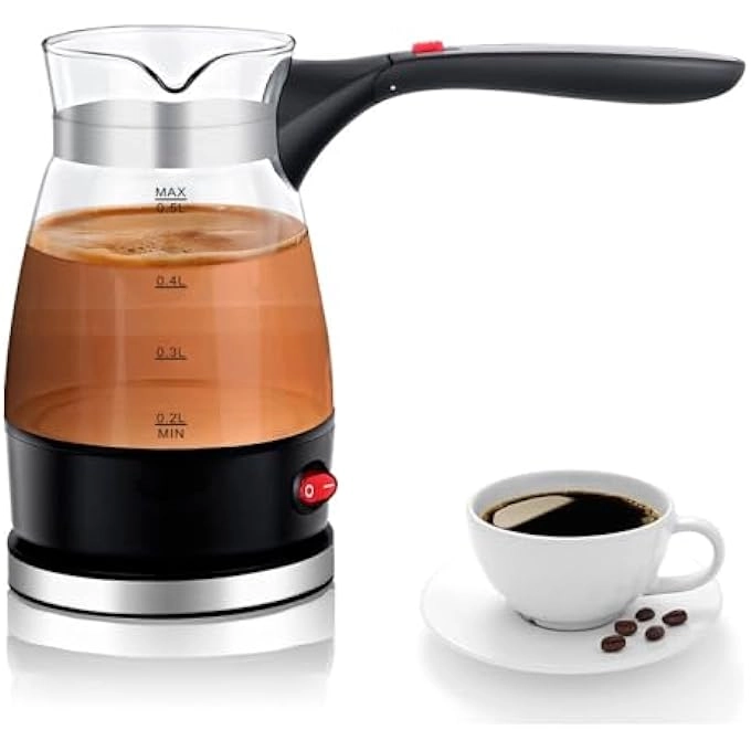 Turkish Glass Coffee Maker - Foldable Handle Portable Electric
