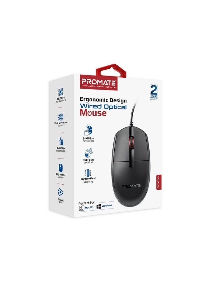 CM-1200 Ergonomic Optical Mouse - Wired