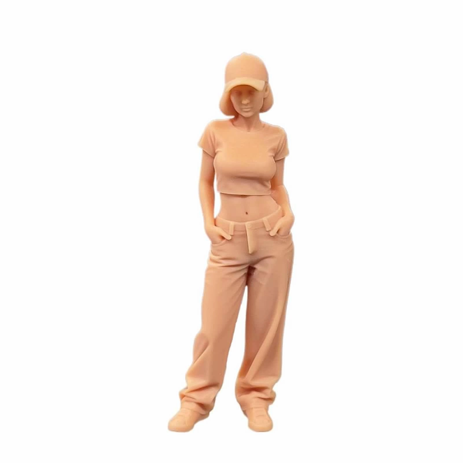 ZEDACAKAI Figurine Trendy Hat Woman Beach Bikini Girl Model Miniature Scene - 1/24