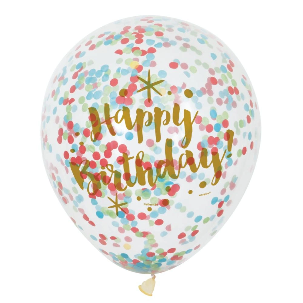 Party Zone Glitzy Gold Birthday Balloon - 6 pieces Birthday