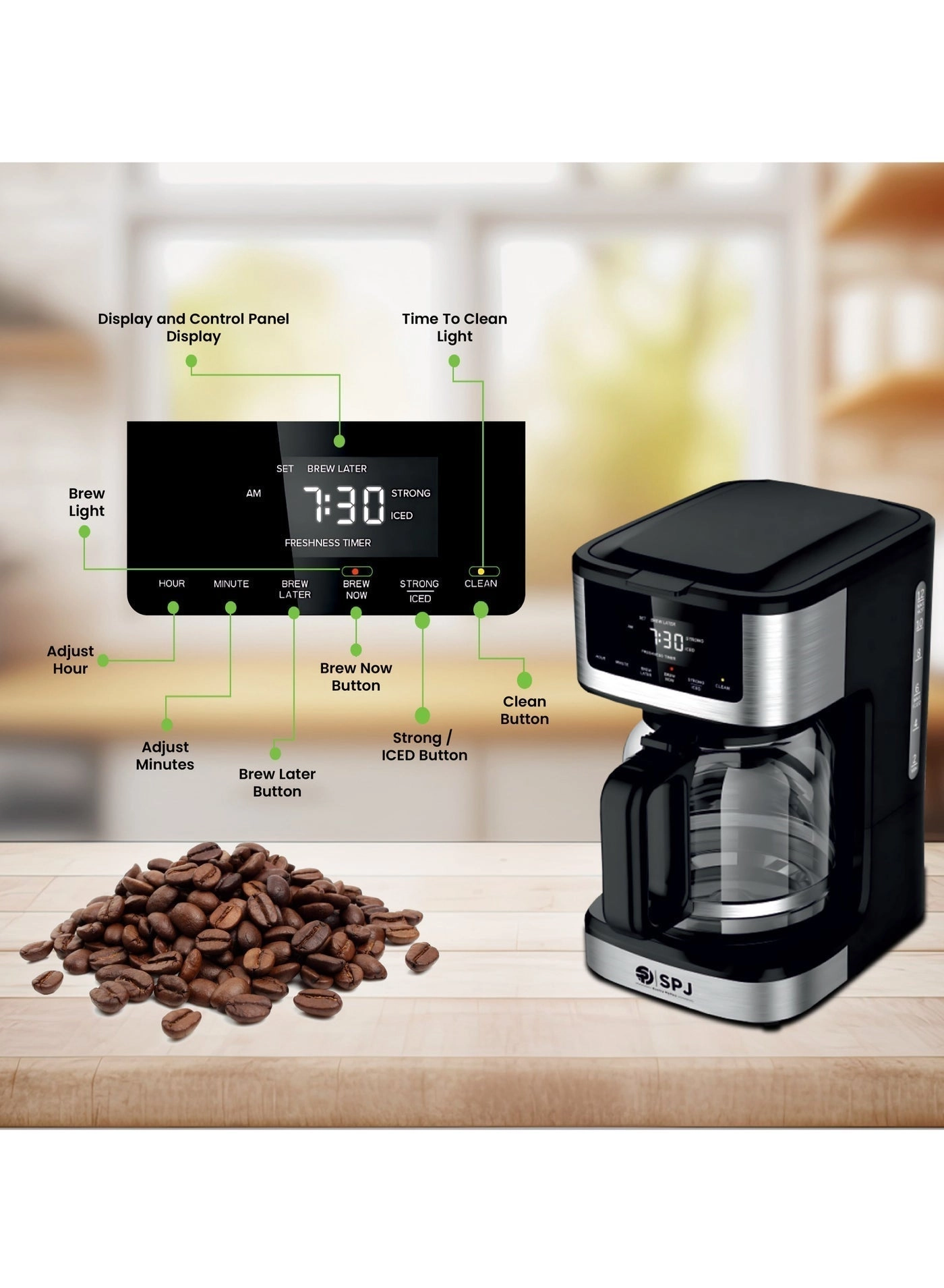 Drip Coffee Maker - Hot & Iced Brew Touch Screen Anti-Drip System