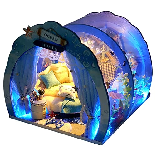 Mini Ocean Tunnel Dollhouse Kit - Wooden LED Light 18 x 16 x 14.5cm