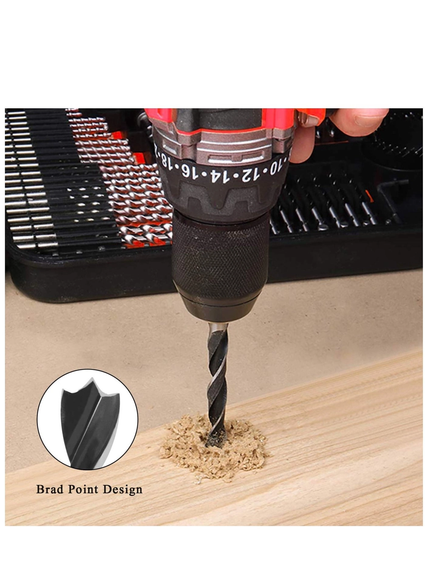 Brad Point Drill Bits - Carbon Steel 7 Pieces 4mm, 5mm, 6mm, 7mm, 8mm, 10mm, 12mm