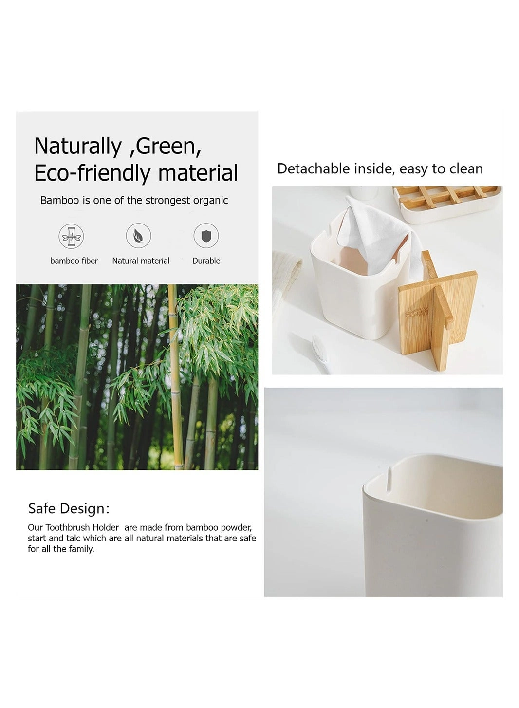 Bamboo Toothbrush Holder - Tough Bamboo Eco-Friendly Compact