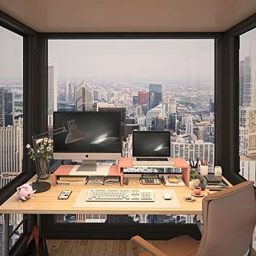 Monitor Stand Riser - Dual Wood and Steel