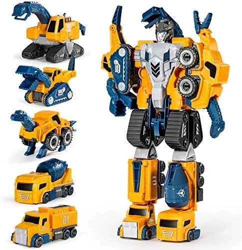MZA STORES Toddler Robot Construction Vehicles Set - 5-in-1 5 pcs