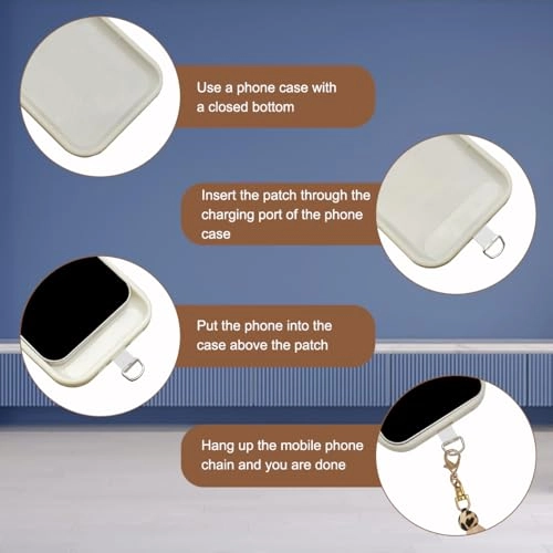 Beaded Phone Bracelet Strap - 2 Pcs Patches Black