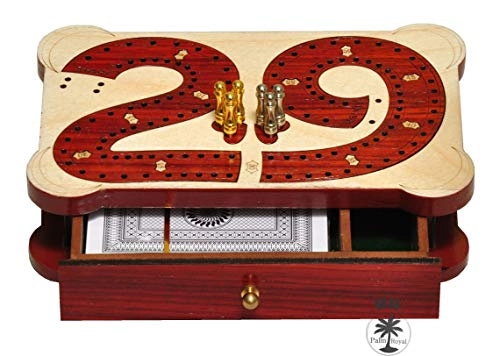 2 Track Cribbage Board - Wooden Inlaid Blood Wood Maple