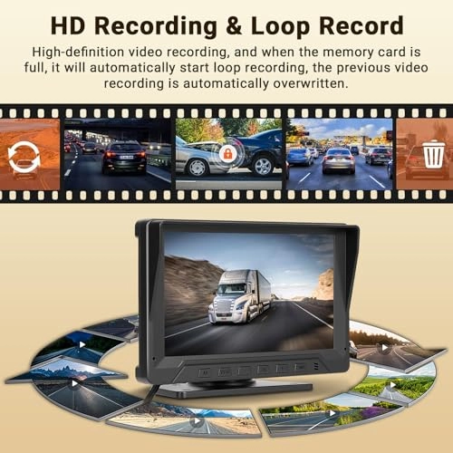 Backup Camera - 720P Night Vision + AHD Monitor - 7 inch Bluetooth