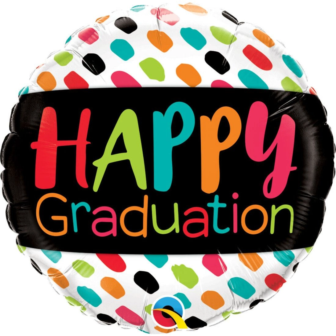 Qualatex Congrats Grad Round Foil Balloon - 18-Inch Black/Gold