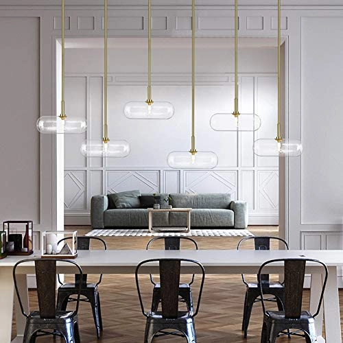 G9 Nordic Handmade Glass Capsule Chandelier - 7 head Gold clear glass