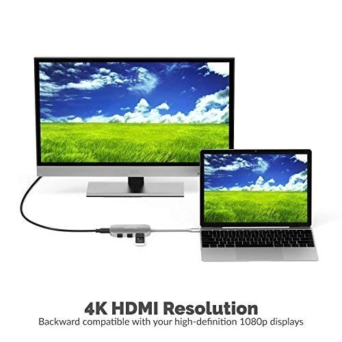 8-in-1 USB Type-C Hub - 4K HDMI 3 USB 3.0 Ports