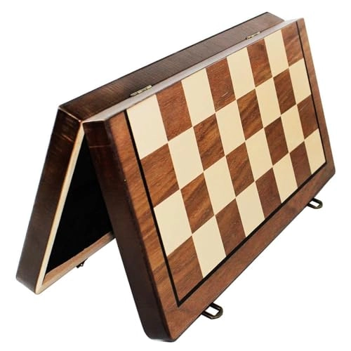 Chess and Checkers - Wooden Magnetic Hazelnut Finish