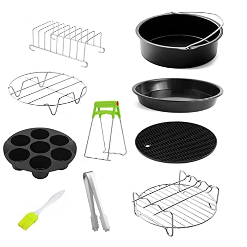 Cake basket + Pizza plate + BBQ grill + Cake mold + Toaster rack + Steam rack + Food clamp + Kitchen board clamp + Oil brush + Silicone pad - Carbon steel,stainless steel 10pcs