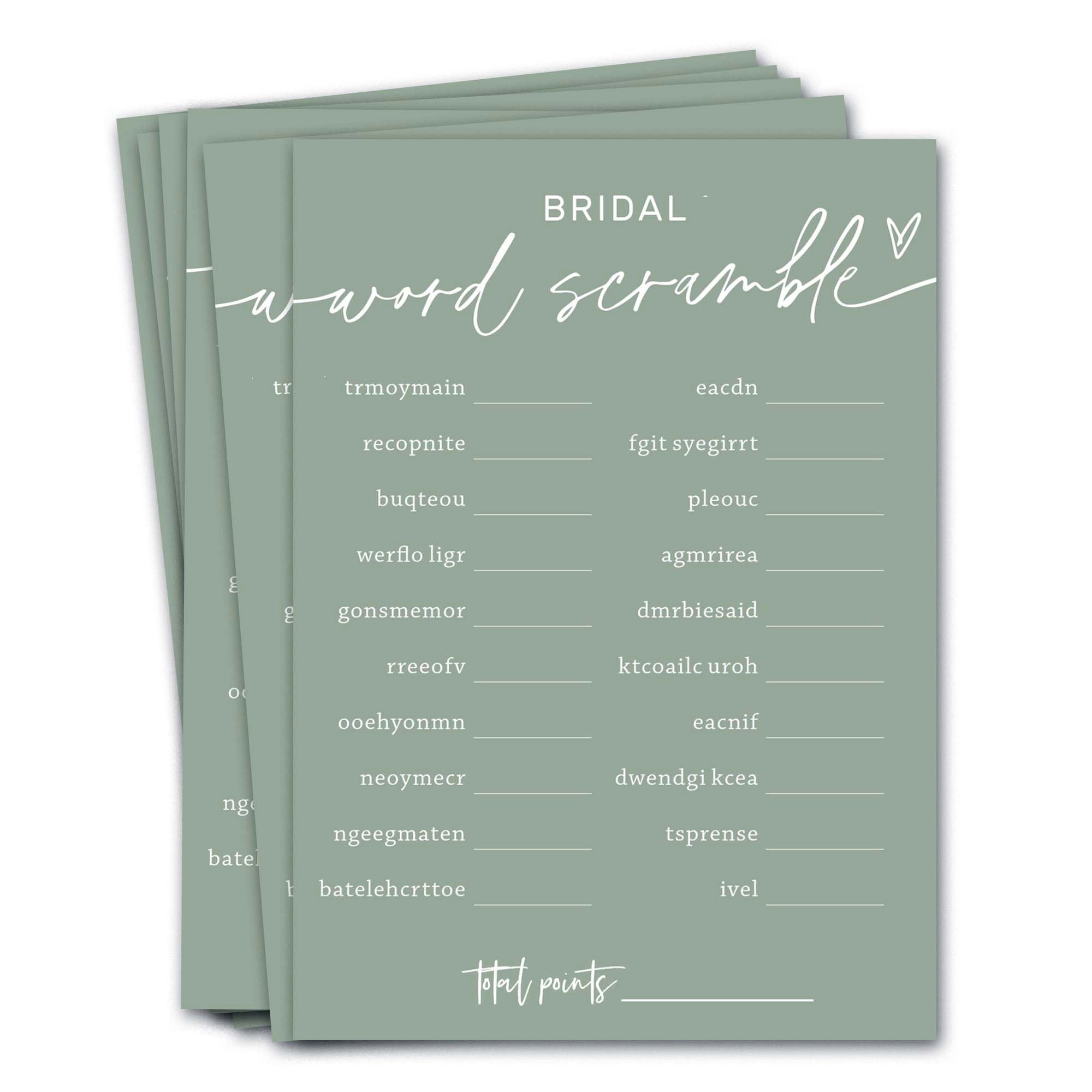 Bridal Shower Games Cards - 25 pieces Adult