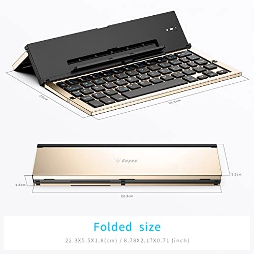 Foldable Keyboard - Bluetooth Folding Gold for PC Smartphone Tablet