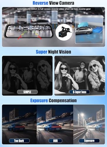 Mirror Touchscreen Dash Cam - 2K