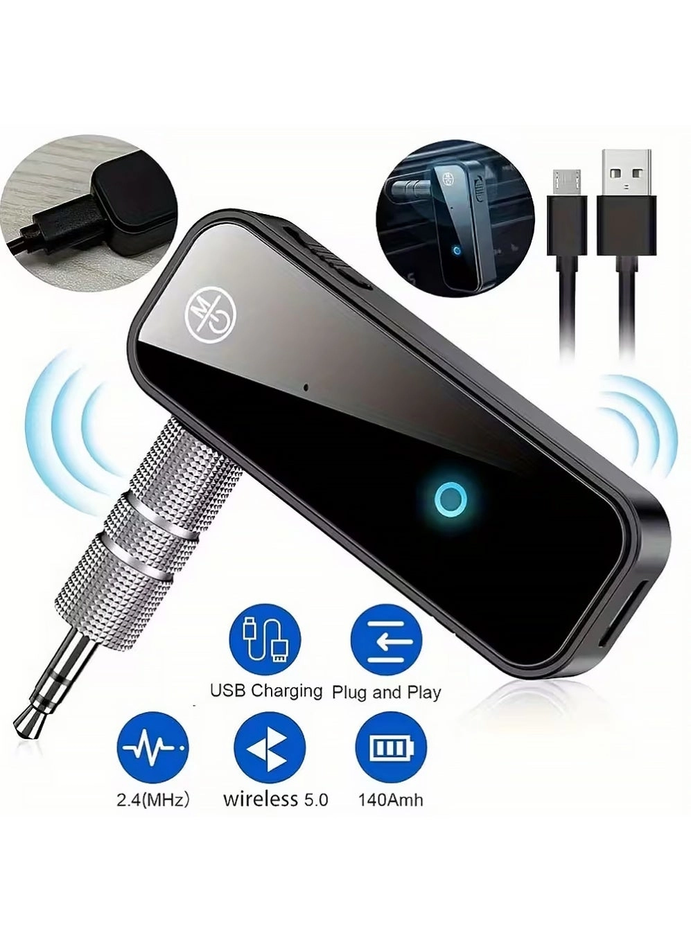 X-level Bluetooth 5.0 Transmitter Receiver - 3.5mm Built-in battery