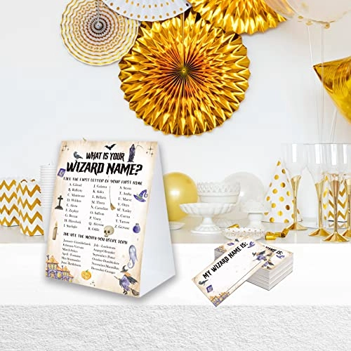 What's Your Wizard Name Game Sign - 57 inches 30 psc name tag stickers