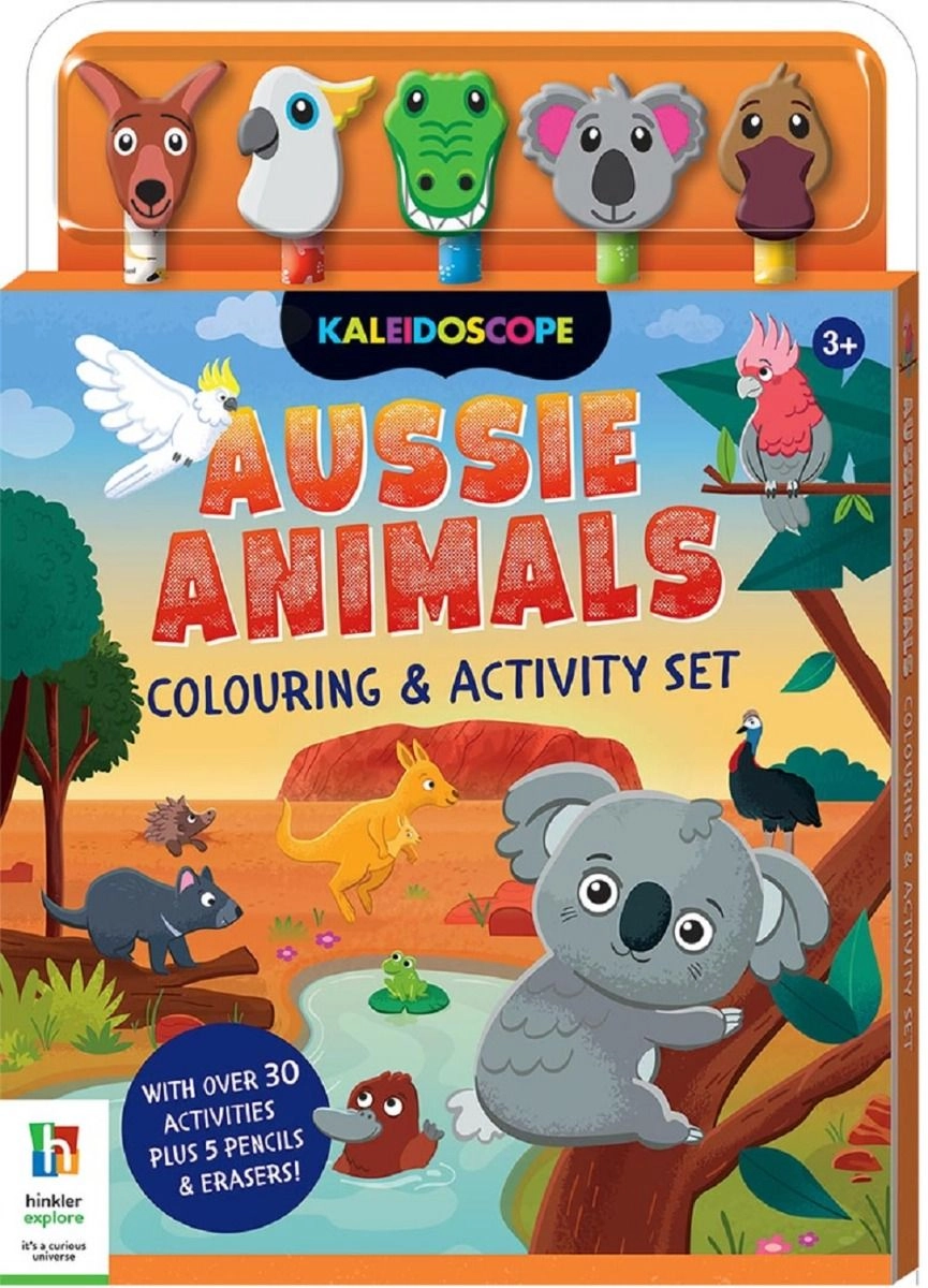 Hinkler Aussie Animals Colouring & Activity Set - 5-pencil set pencil toppers