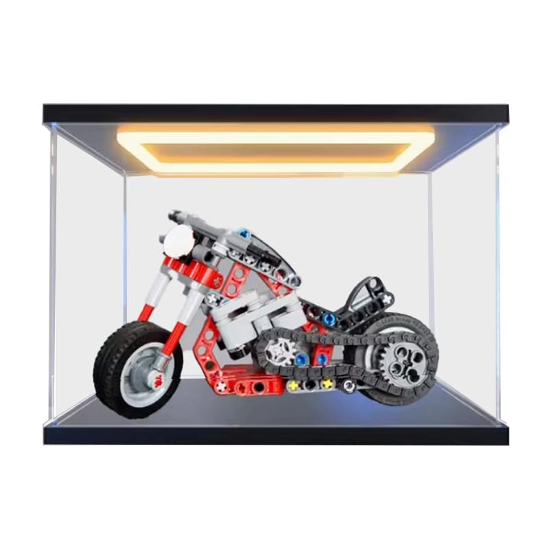 Clear Acrylic Display Case (42132) - Wood Bottom+top Light 20x10x15cm